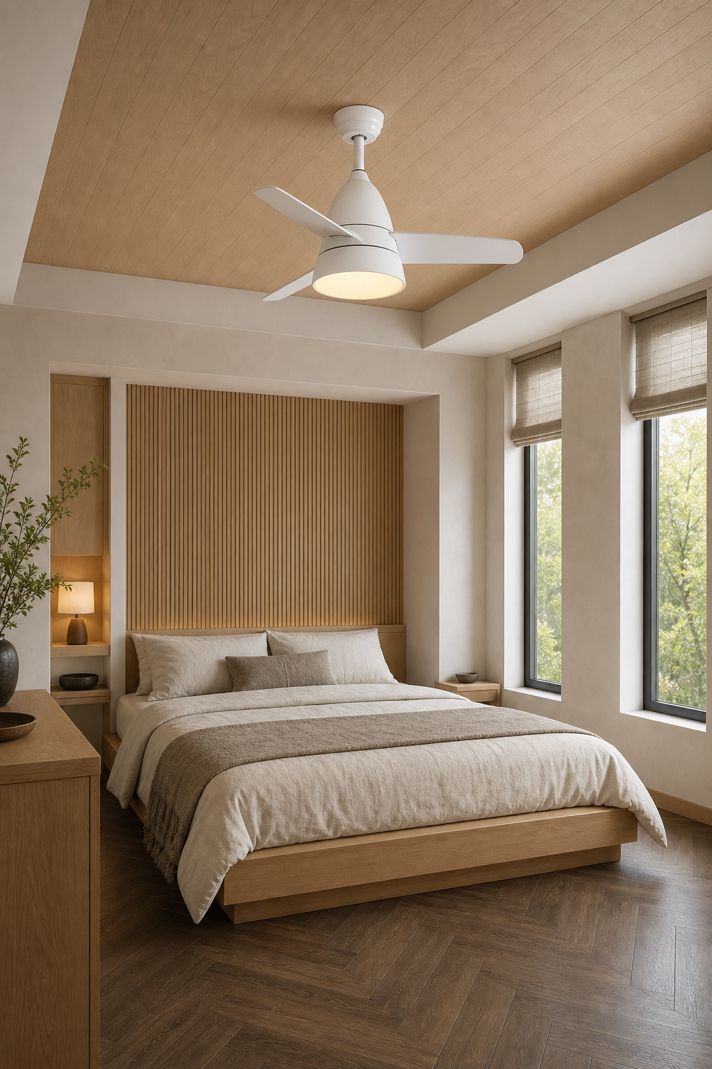 W&F Collection | All-White Compact Ceiling Fan with Light