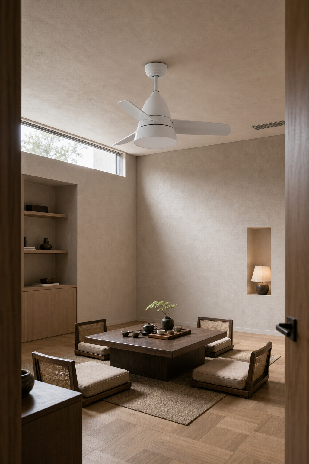 W&F Collection | All-White Compact Ceiling Fan with Light