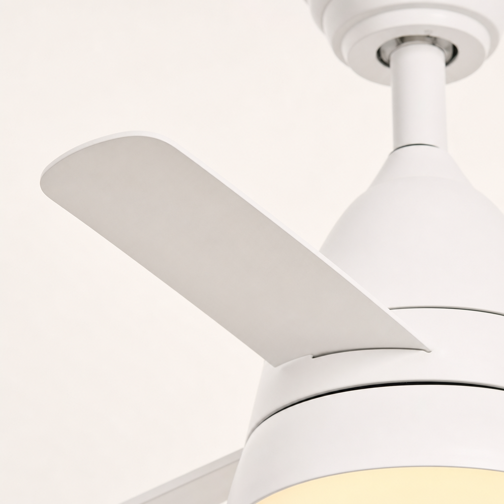 W&F Collection | All-White Compact Ceiling Fan with Light