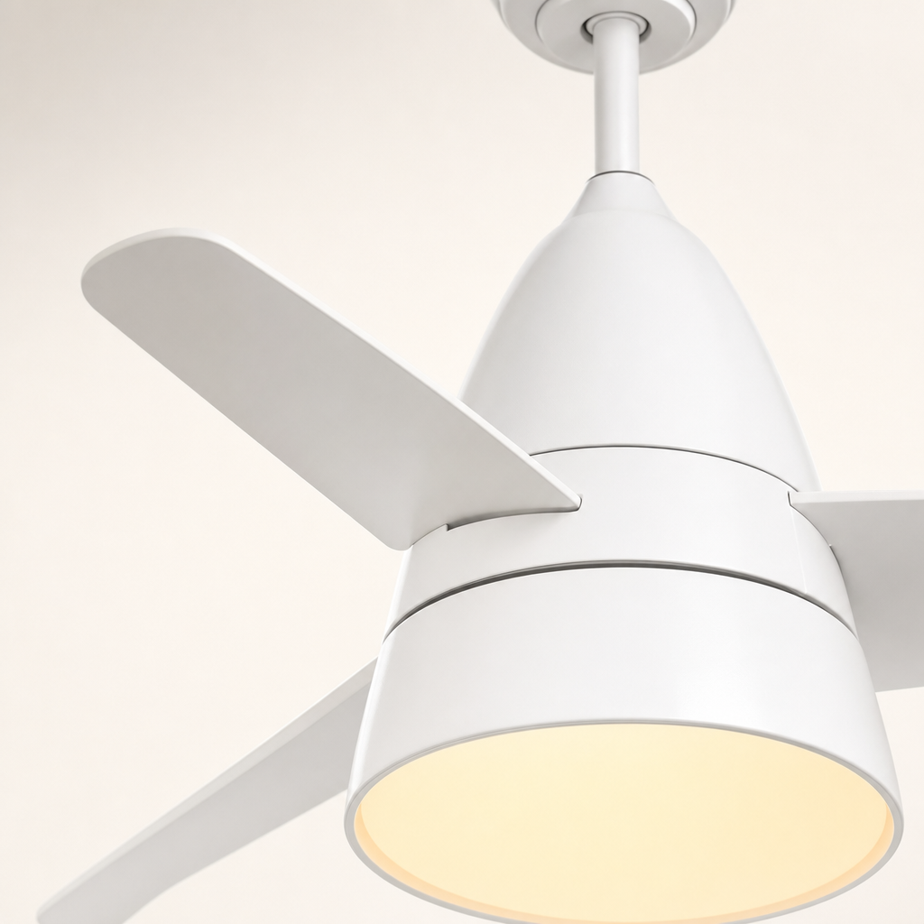 W&F Collection | All-White Compact Ceiling Fan with Light