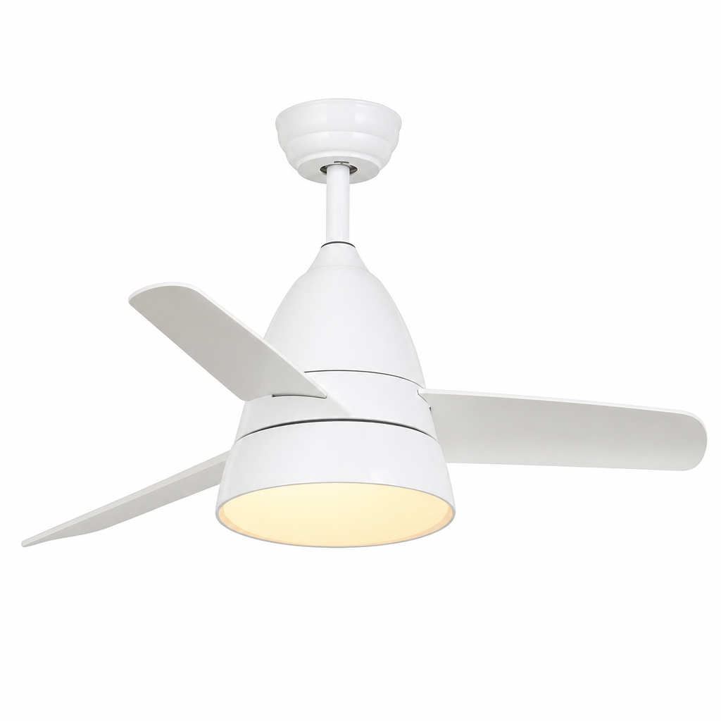 W&F Collection | All-White Compact Ceiling Fan with Light