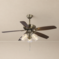 W&F Collection | Antique Brass Pull-Chain Ceiling Fan with Five Lights