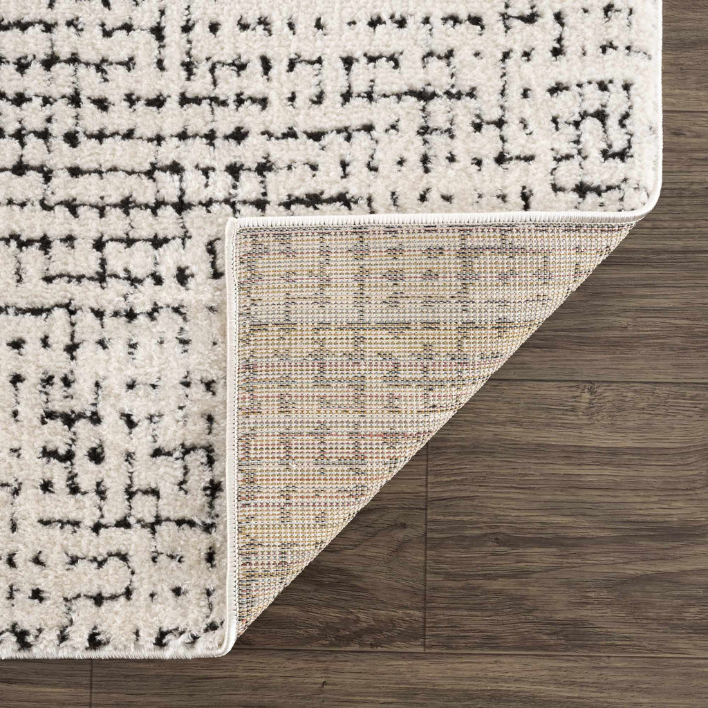 W&F Collection | Keita Cream & Black Grid Plush Rug