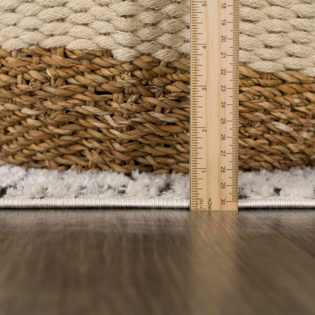 W&F Collection | Keita Cream & Black Grid Plush Rug