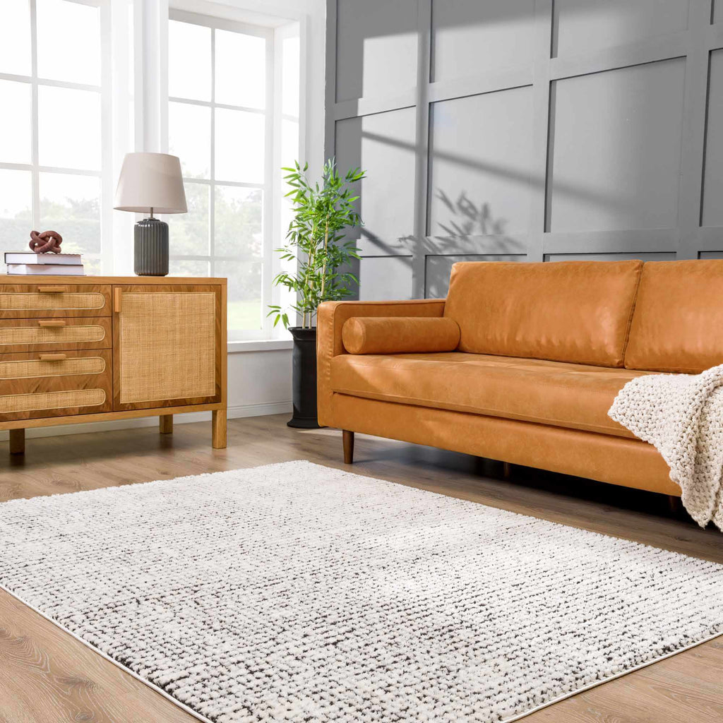 W&F Collection | Keita Cream & Black Grid Plush Rug