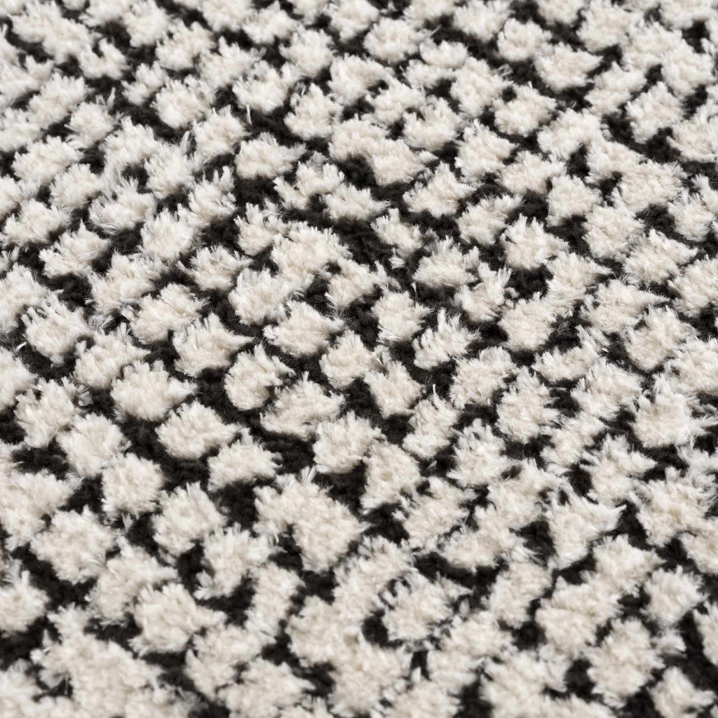 W&F Collection | Keita Cream & Black Grid Plush Rug