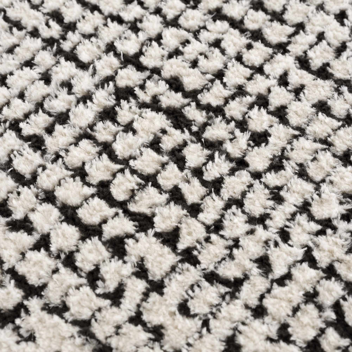 W&F Collection | Keita Cream & Black Grid Plush Rug
