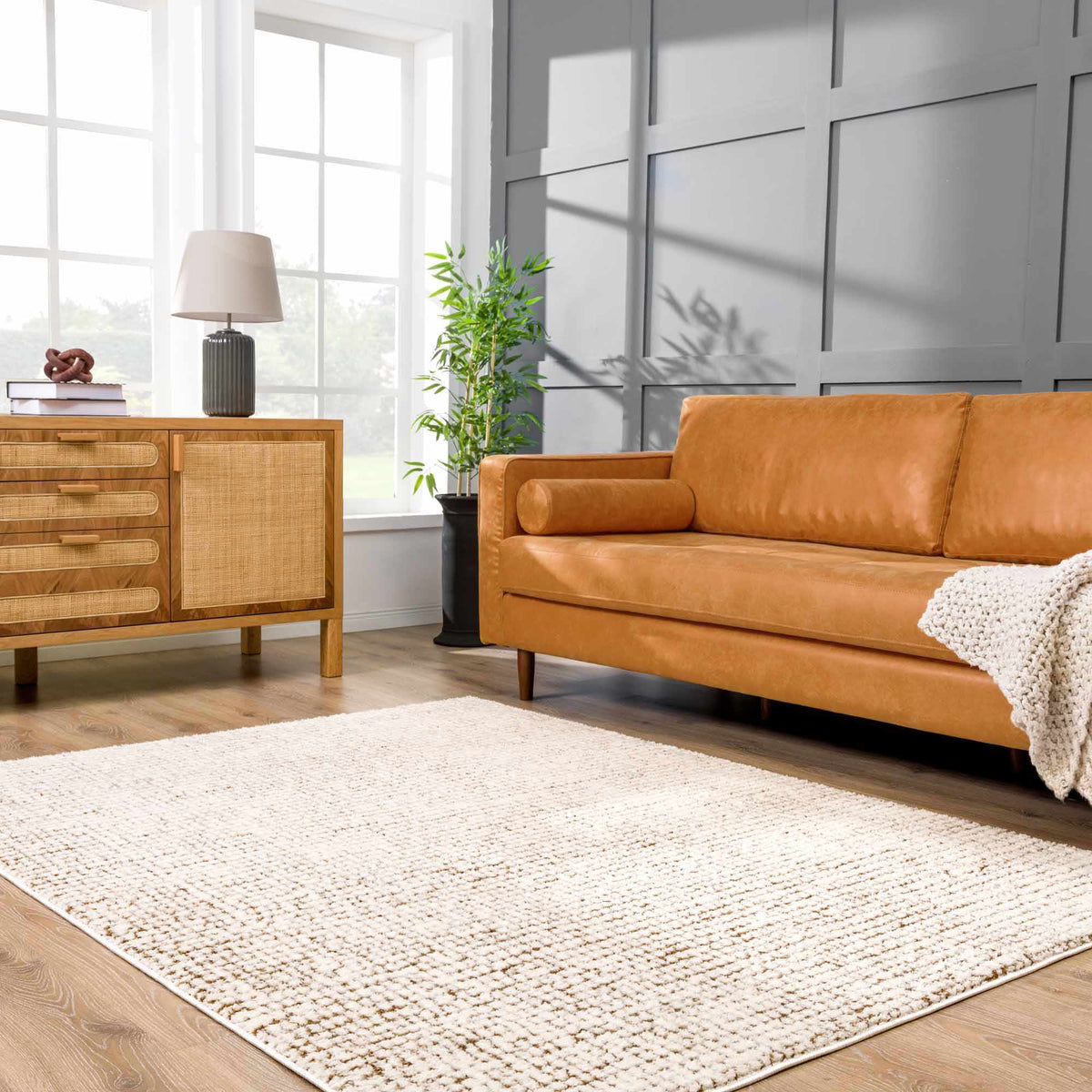 W&F Collection | Keita Cream & Brown Area Rug