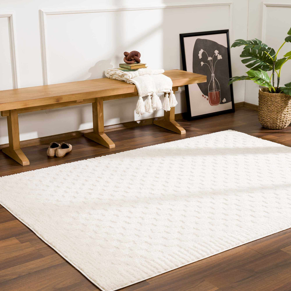 W&F Collection | Leryn Ivory Checkered Area Rug