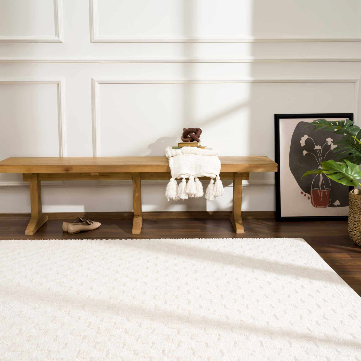 W&F Collection | Leryn Ivory Checkered Area Rug