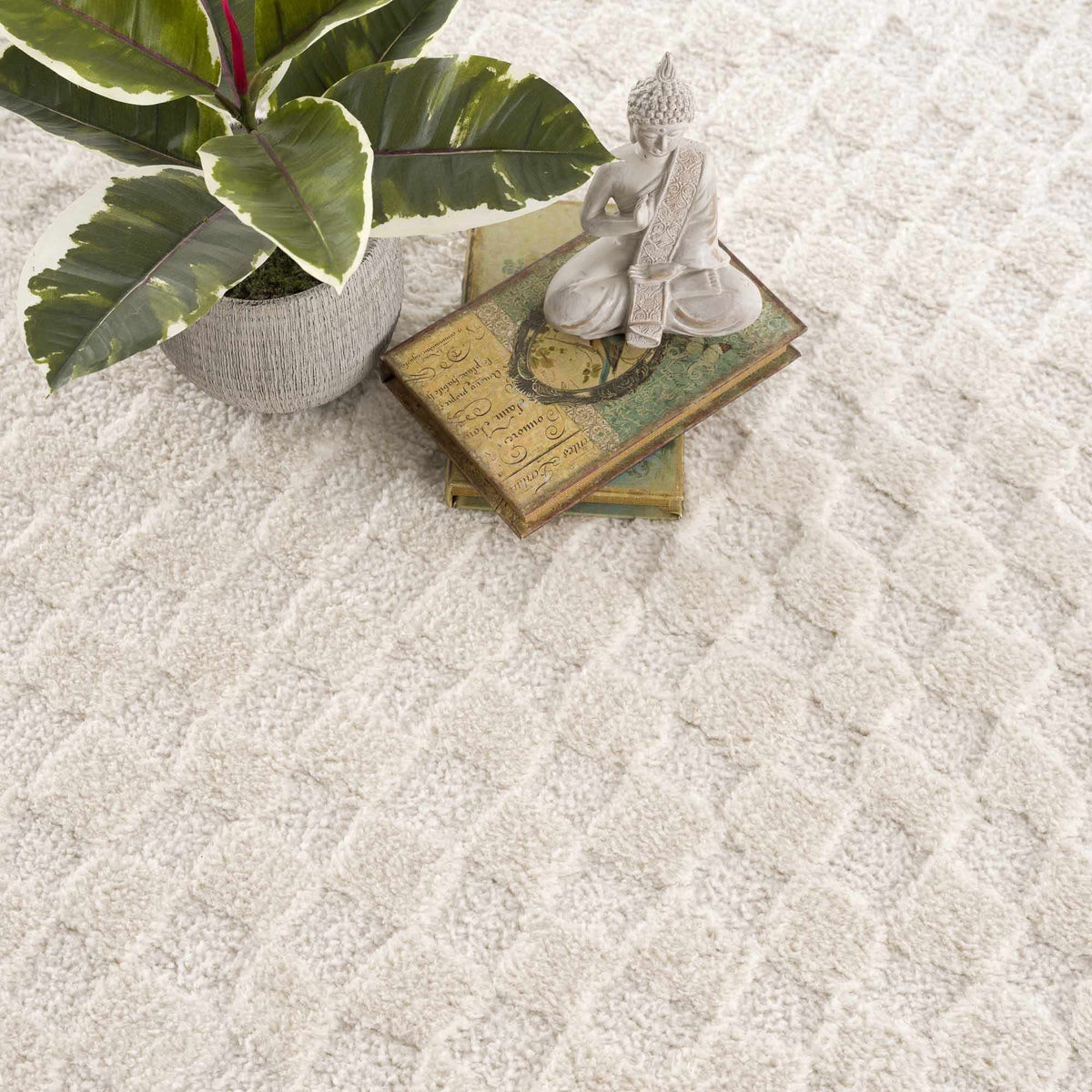W&F Collection | Leryn Ivory Checkered Area Rug