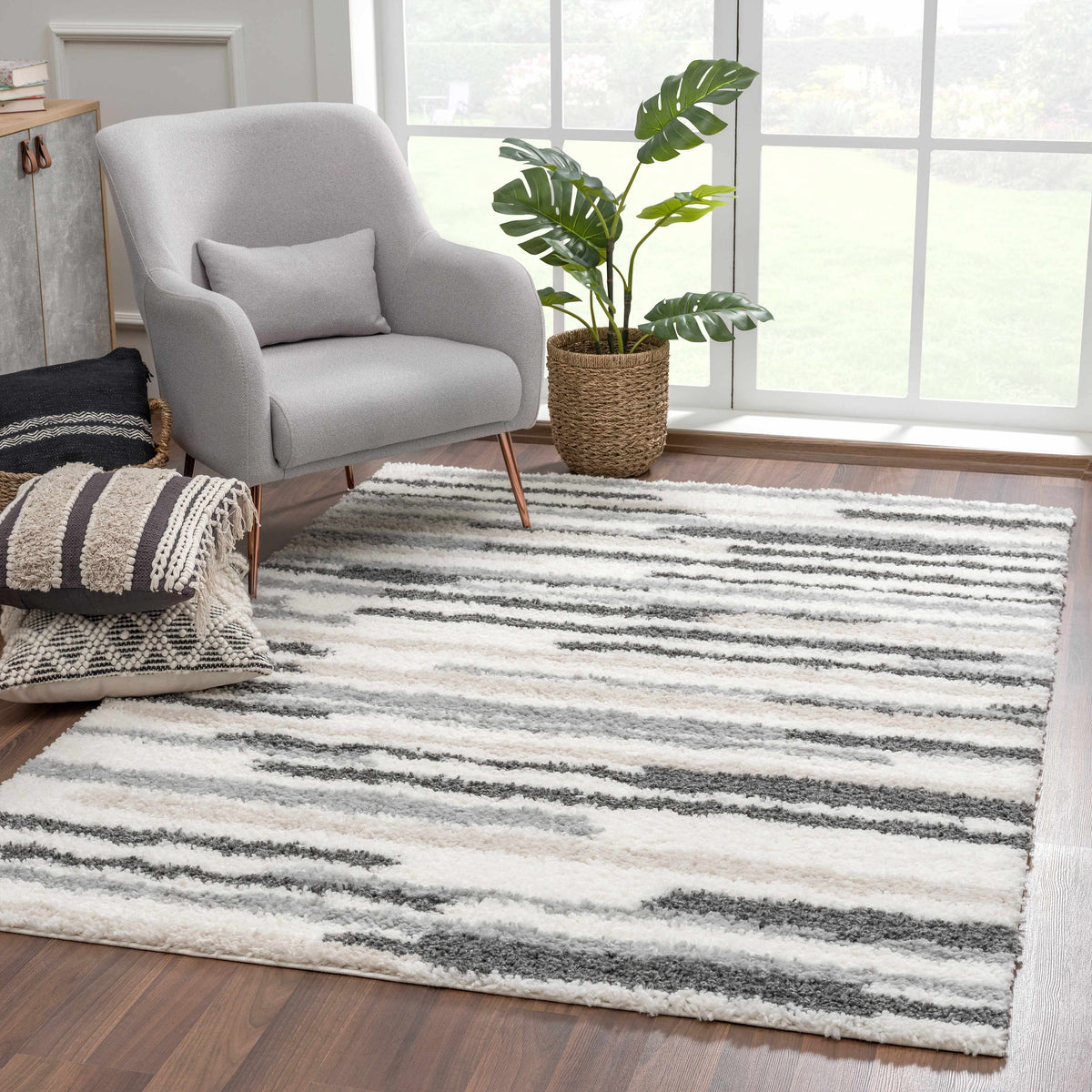 W&F Collection | Zoya Irregular Striped Area Rug