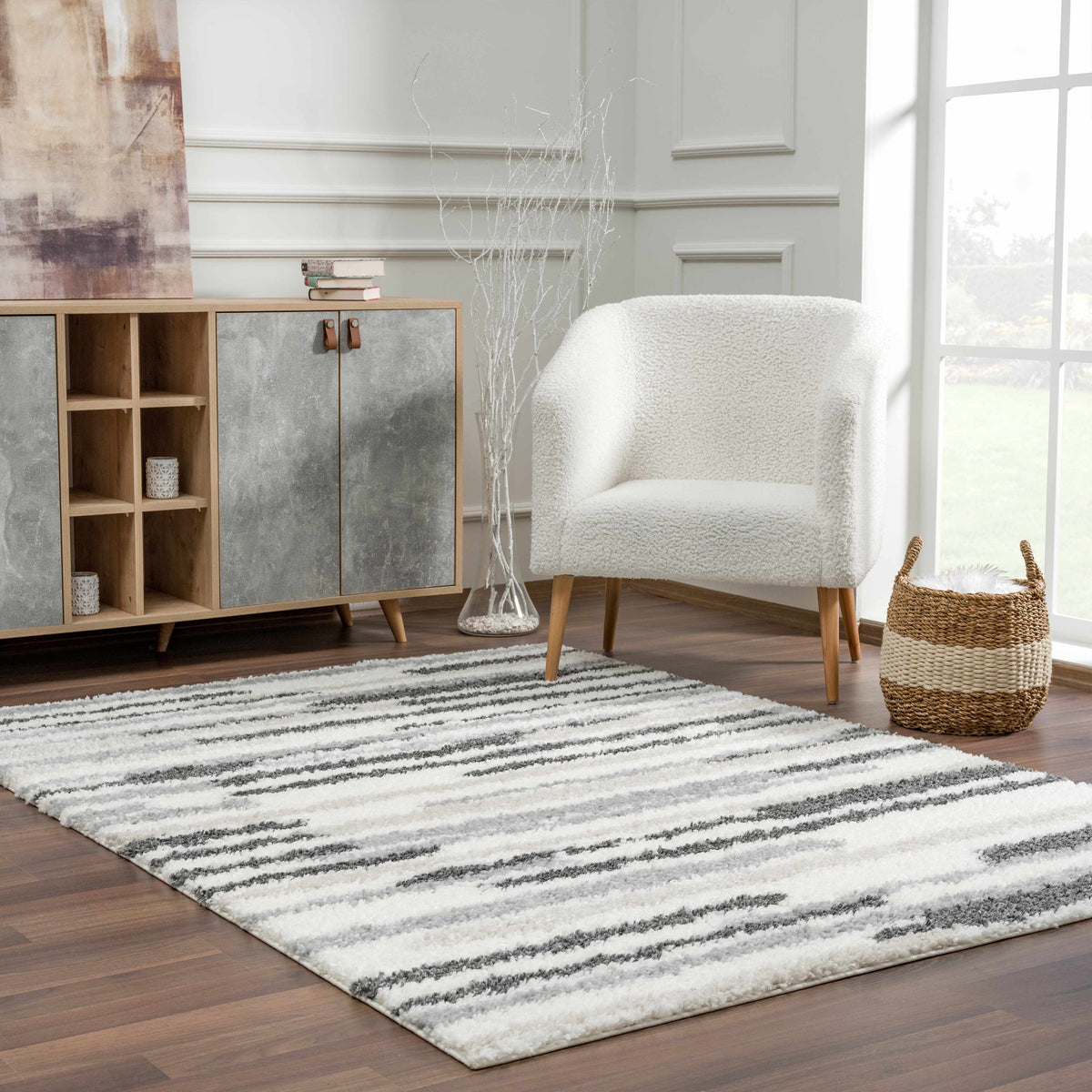 W&F Collection | Zoya Irregular Striped Area Rug