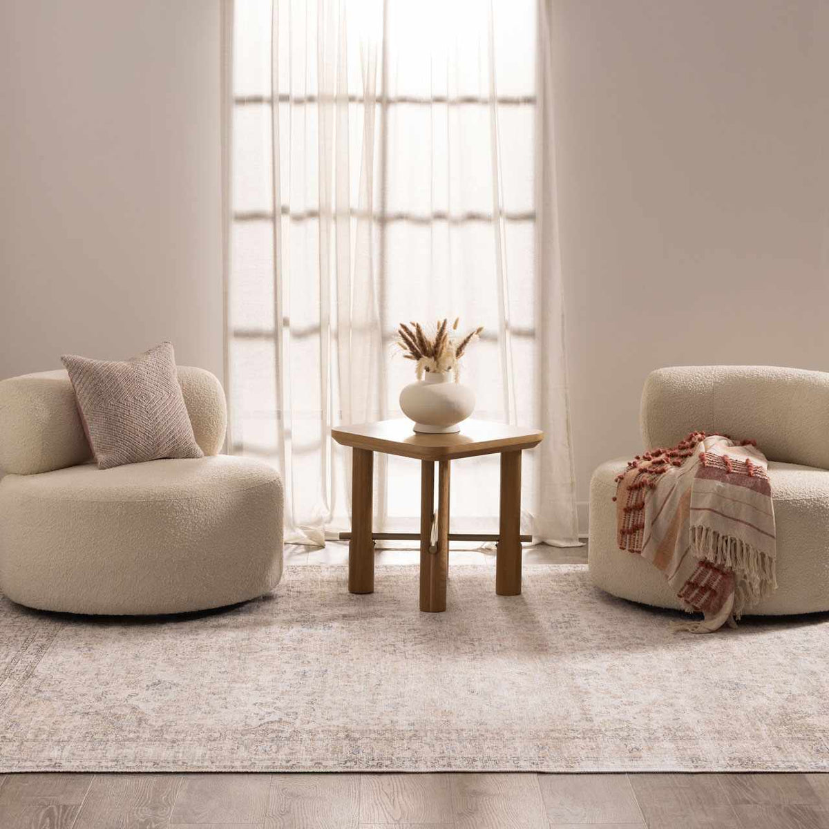 W&F Collection | Cream Holi-2301 Washable Area Rug