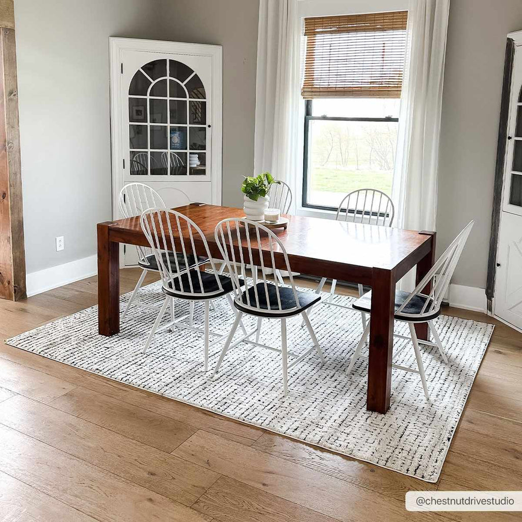 W&F Collection | Keita Cream & Black Grid Plush Rug
