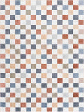 W&F Collection | Alie Colorful Checkered Washable Rug