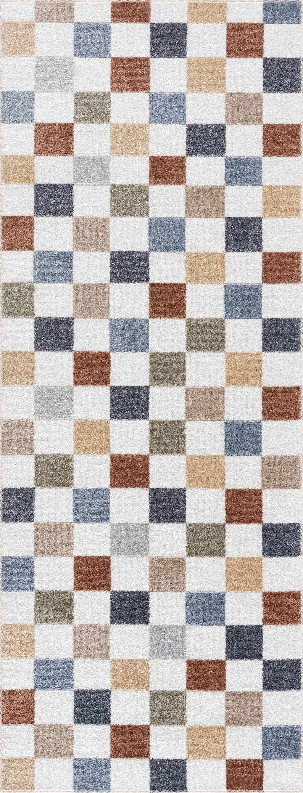 W&F Collection | Alie Colorful Checkered Washable Rug