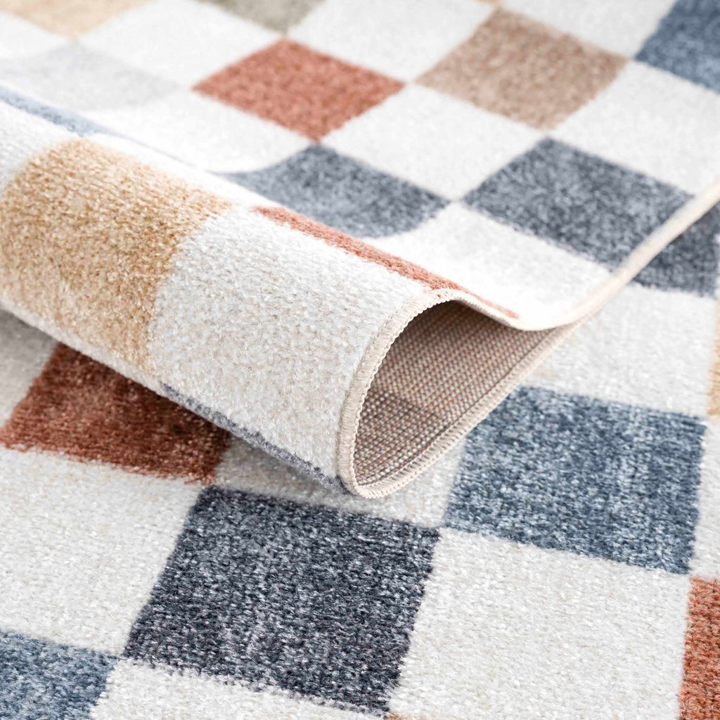 W&F Collection | Alie Colorful Checkered Washable Rug