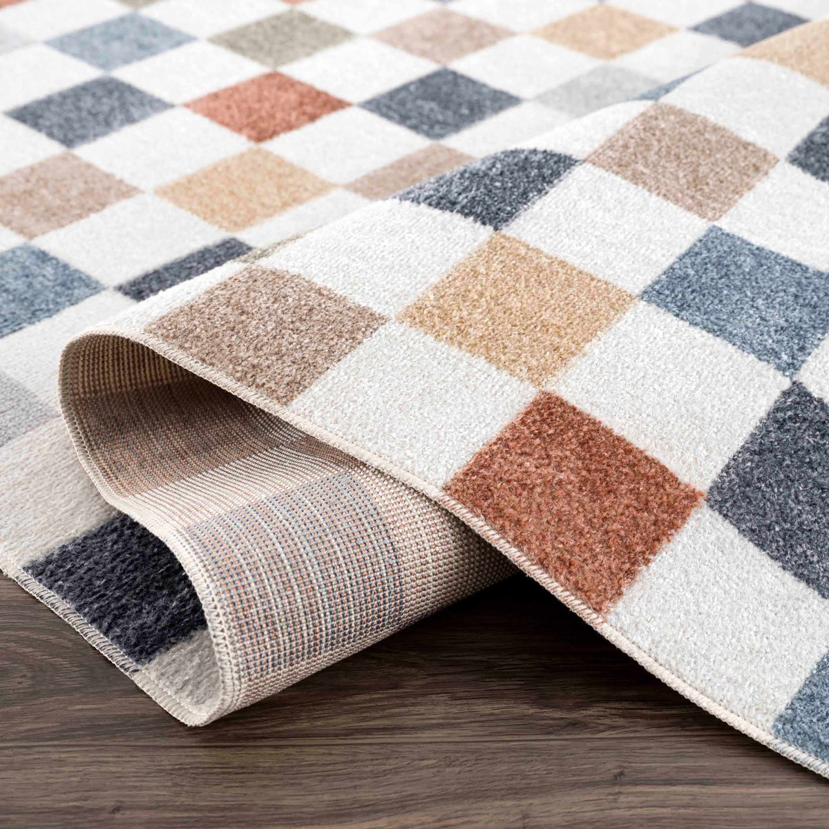 W&F Collection | Alie Colorful Checkered Washable Rug