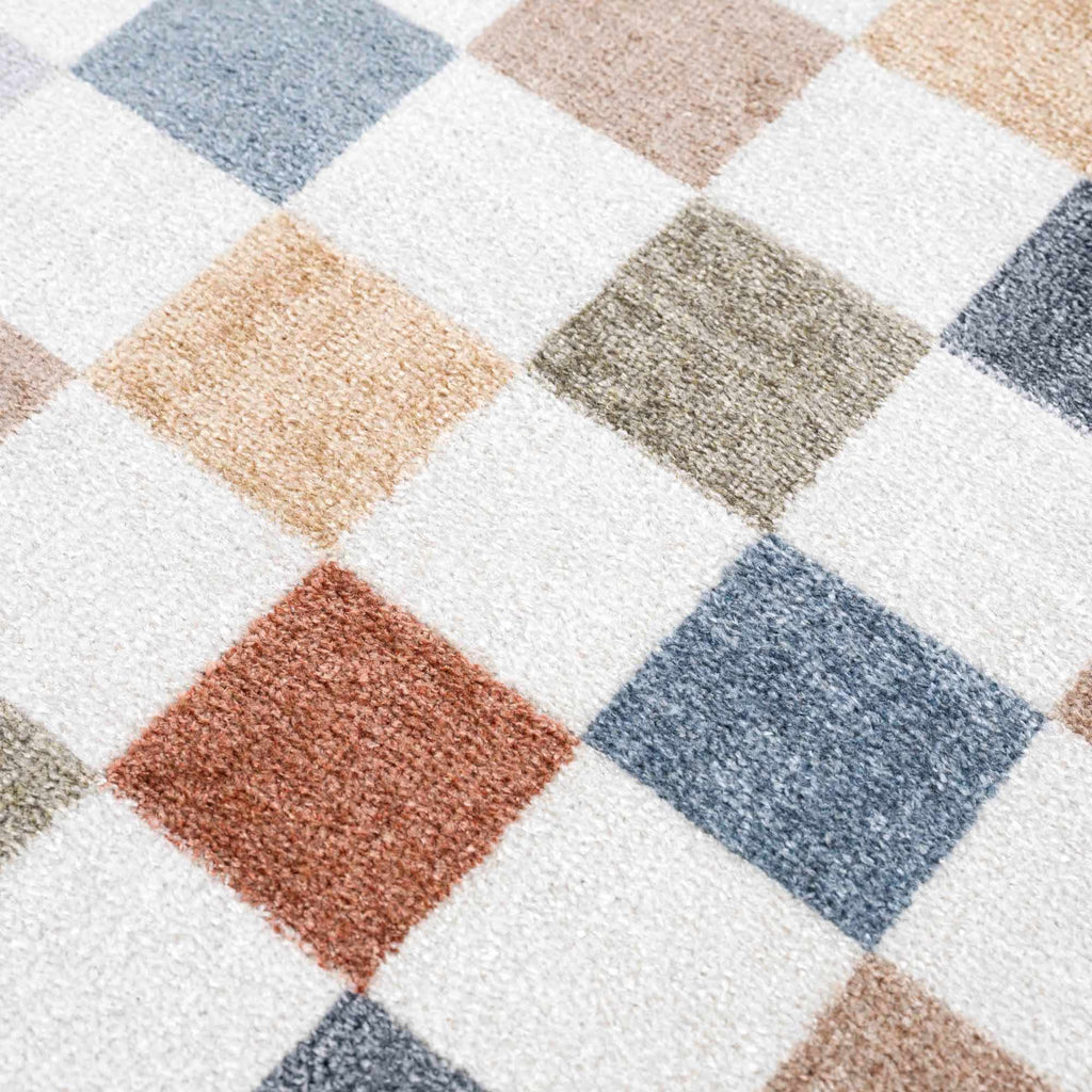 W&F Collection | Alie Colorful Checkered Washable Rug