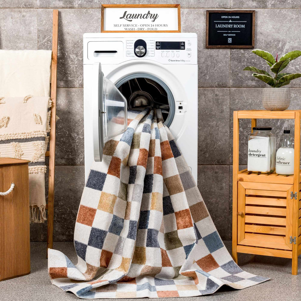 W&F Collection | Alie Colorful Checkered Washable Rug