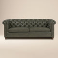 W&F Collection | Lyon 87.4" Leather Sofa (Olivine Green)