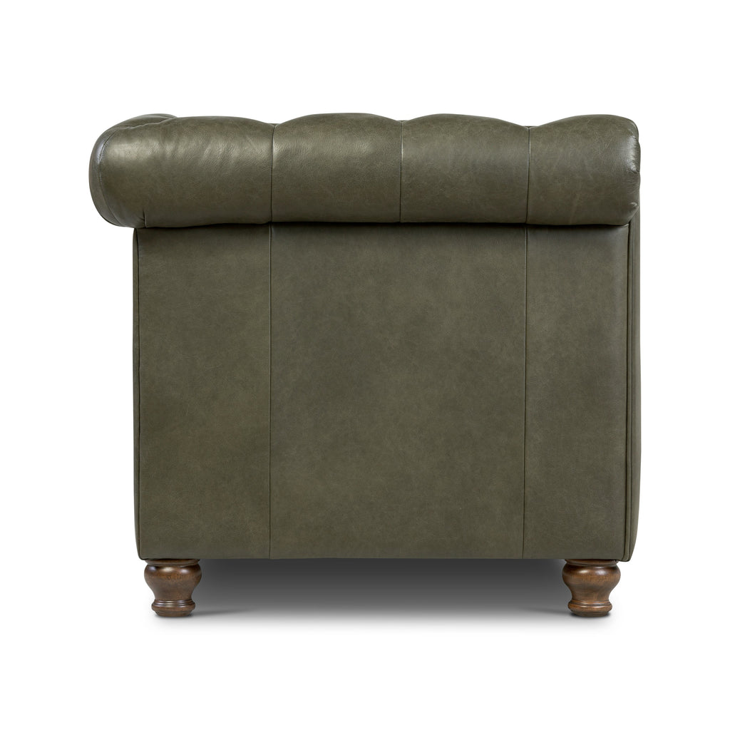W&F Collection | Lyon 87.4" Leather Sofa (Olivine Green)