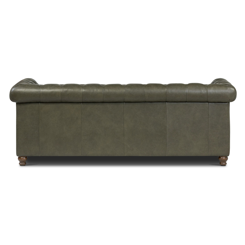 W&F Collection | Lyon 87.4" Leather Sofa (Olivine Green)