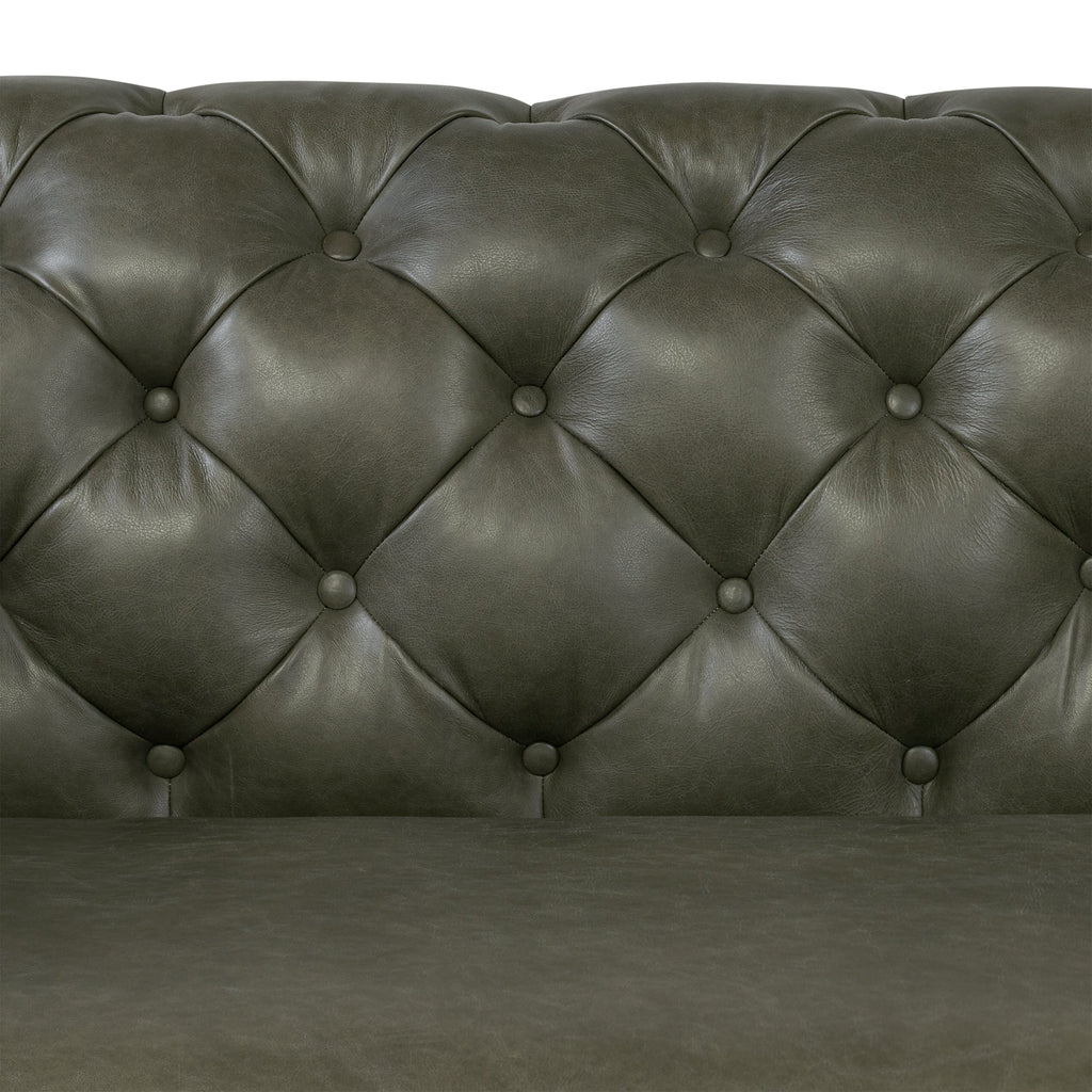 W&F Collection | Lyon 87.4" Leather Sofa (Olivine Green)