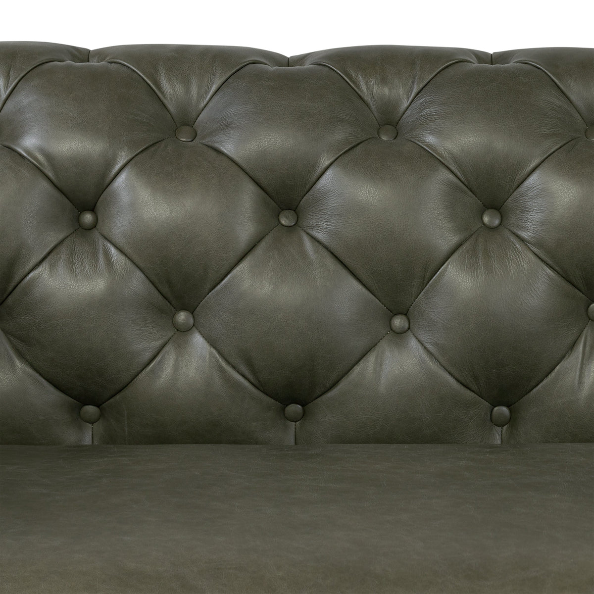 W&F Collection | Lyon 87.4" Leather Sofa (Olivine Green)