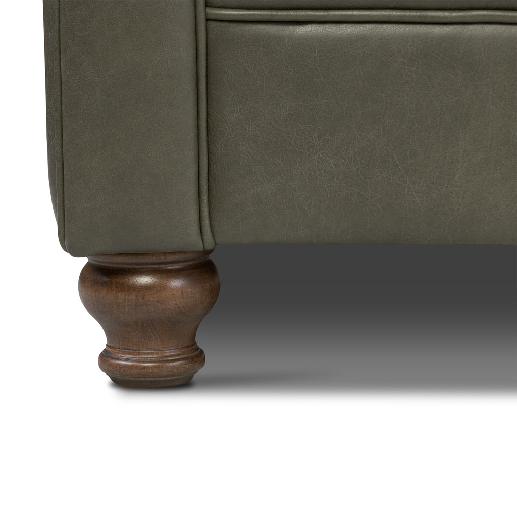 W&F Collection | Lyon 87.4" Leather Sofa (Olivine Green)