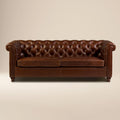 W&F Collection | Lyon 87.4" Leather Sofa (Oscuro Brown)