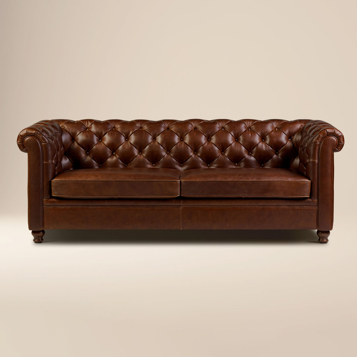 W&F Collection | Lyon 87.4" Leather Sofa (Oscuro Brown)