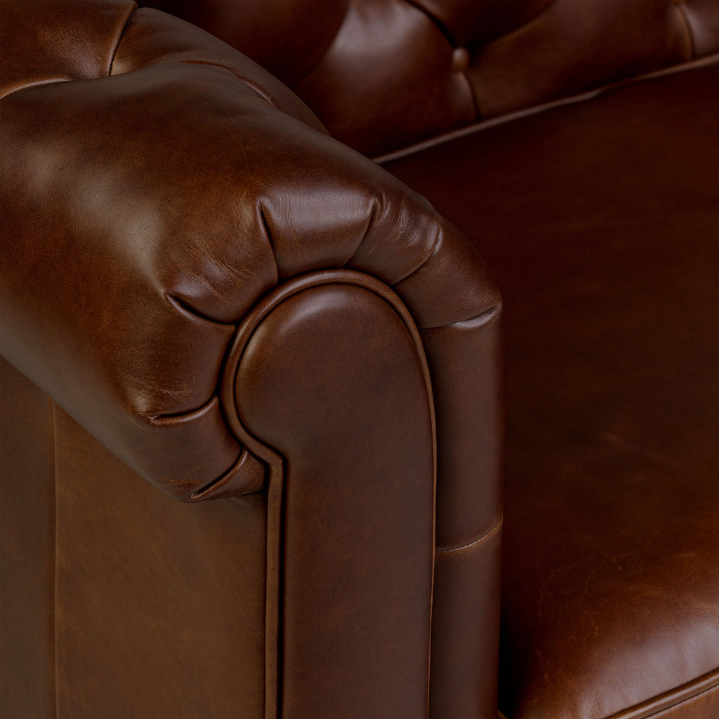 W&F Collection | Lyon 87.4" Leather Sofa (Oscuro Brown)
