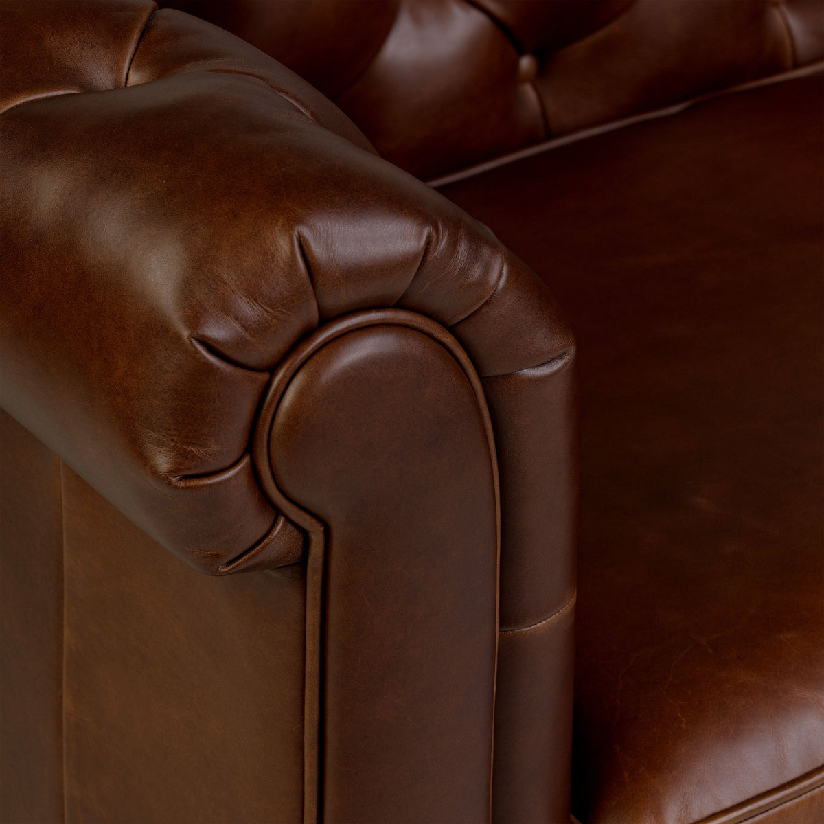 W&F Collection | Lyon 87.4" Leather Sofa (Oscuro Brown)