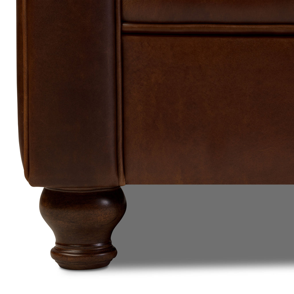 W&F Collection | Lyon 87.4" Leather Sofa (Oscuro Brown)