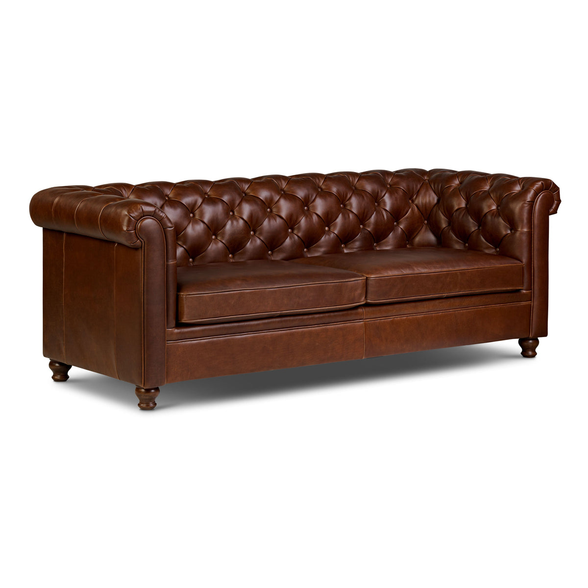 W&F Collection | Lyon 87.4" Leather Sofa (Oscuro Brown)