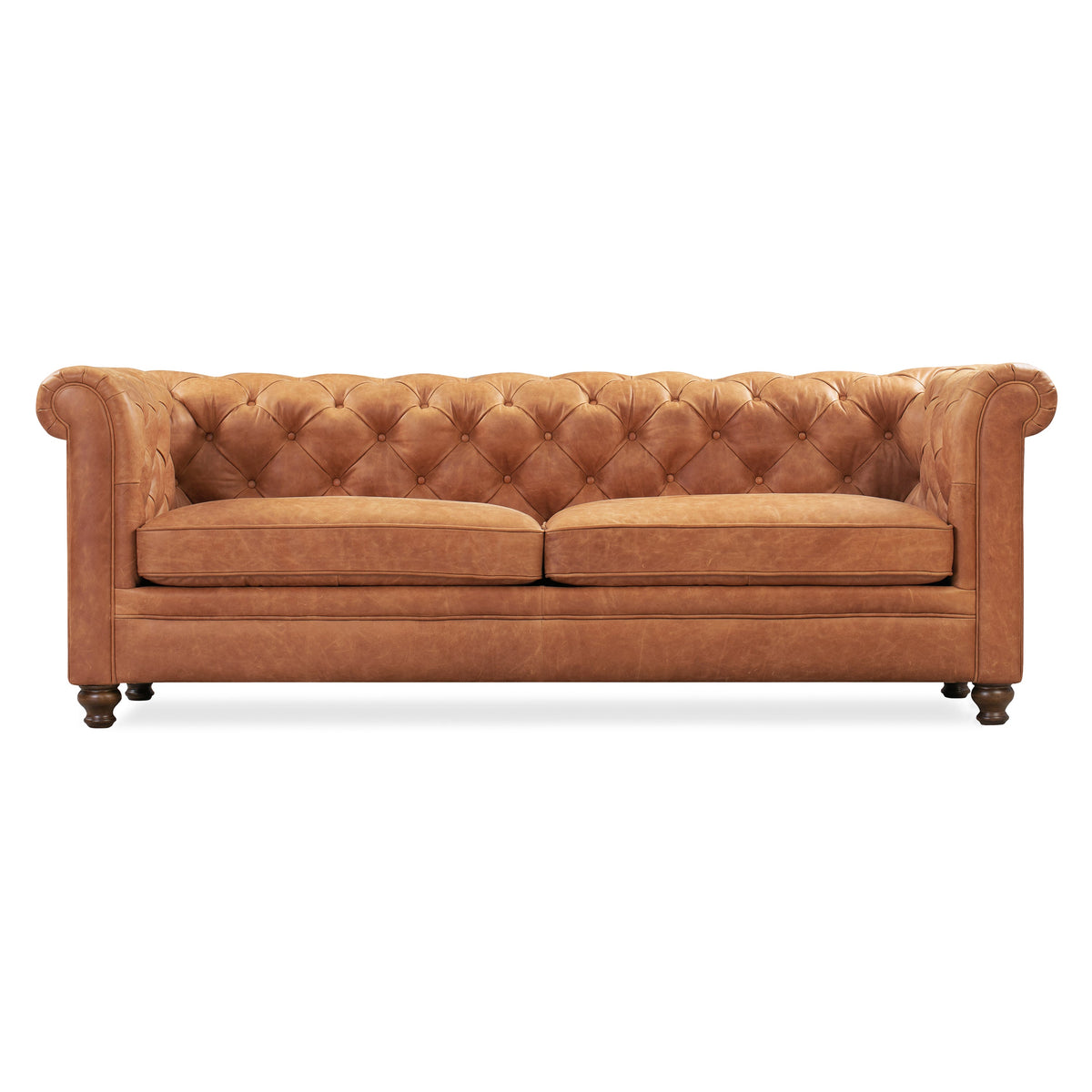 W&F Collection | Lyon 87.4" Leather Sofa (Cognac Tan)
