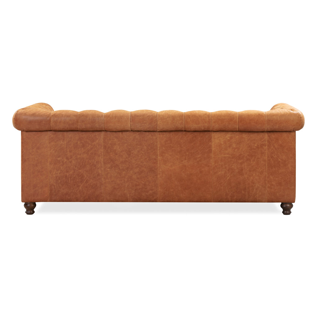 W&F Collection | Lyon 87.4" Leather Sofa (Cognac Tan)