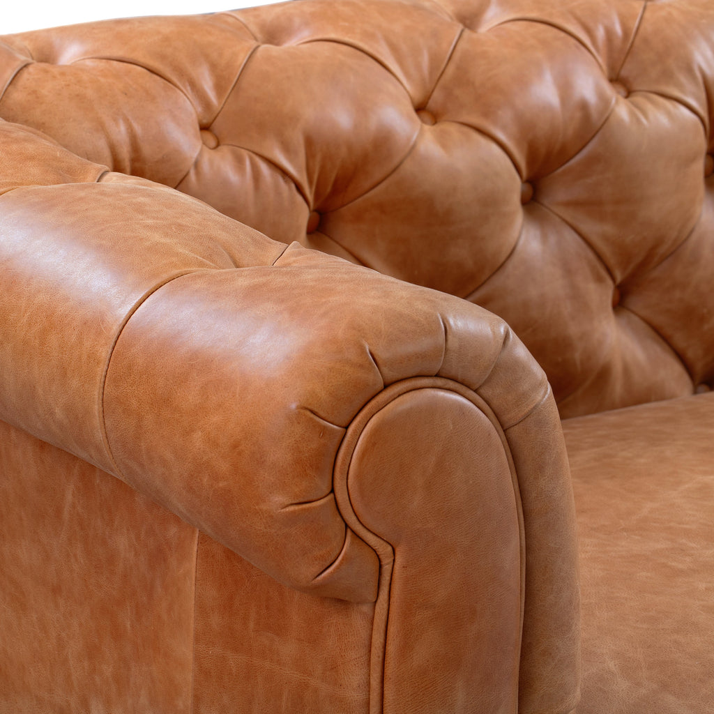 W&F Collection | Lyon 87.4" Leather Sofa (Cognac Tan)