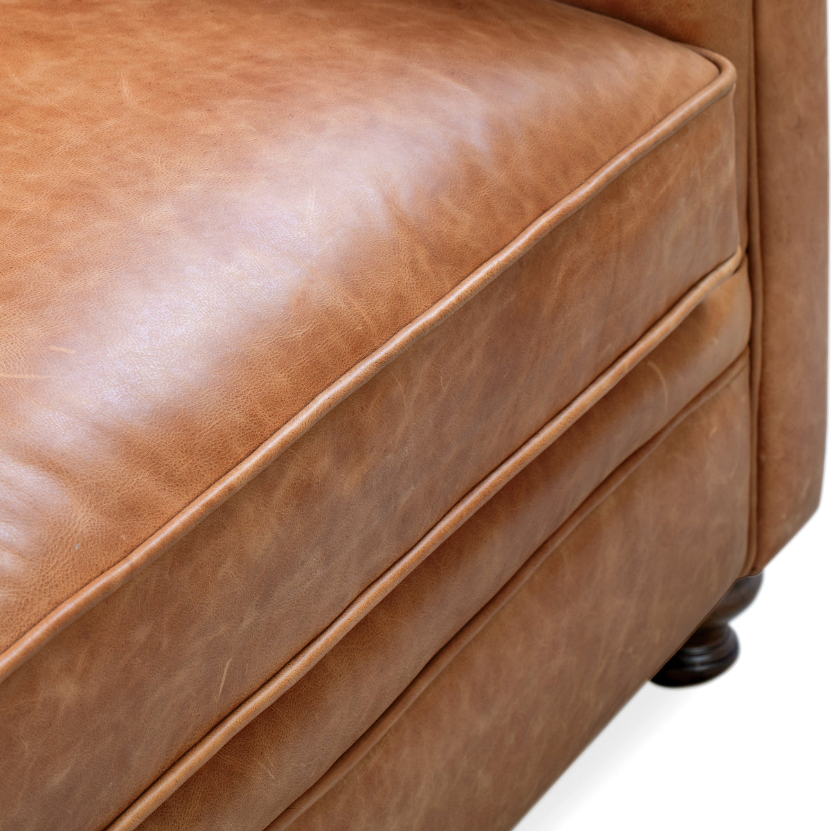 W&F Collection | Lyon 87.4" Leather Sofa (Cognac Tan)