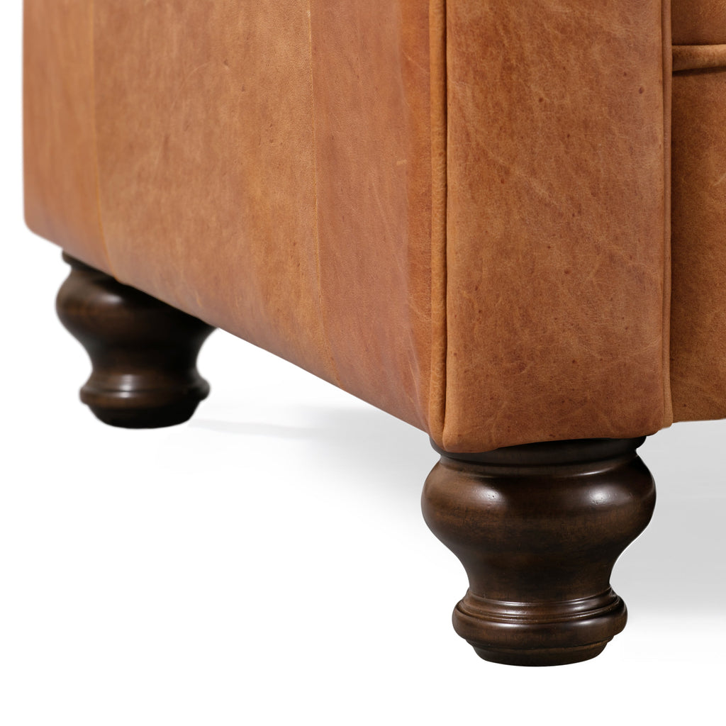 W&F Collection | Lyon 87.4" Leather Sofa (Cognac Tan)