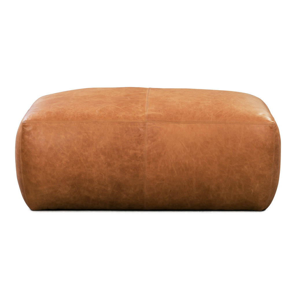 W&F Collection | Denver Leather Ottoman (Cognac Tan)
