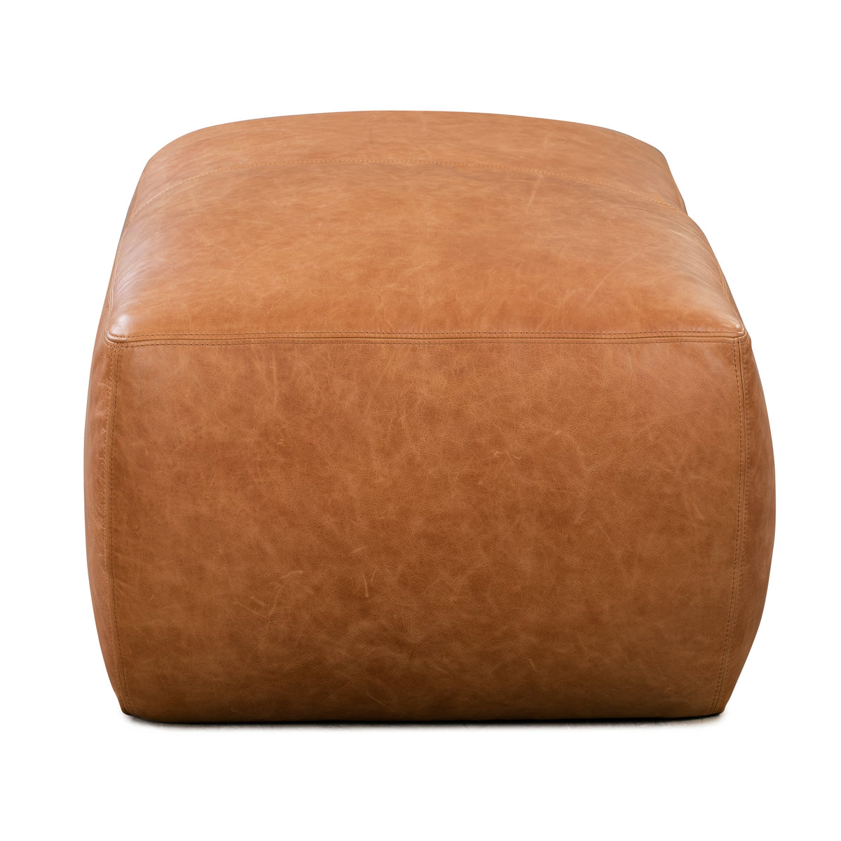 W&F Collection | Denver Leather Ottoman (Cognac Tan)