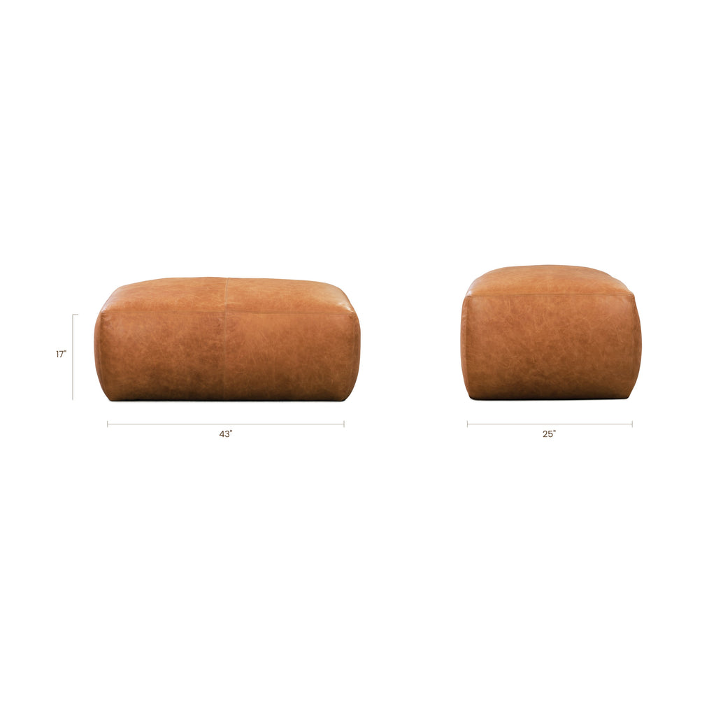 W&F Collection | Denver Leather Ottoman (Cognac Tan)