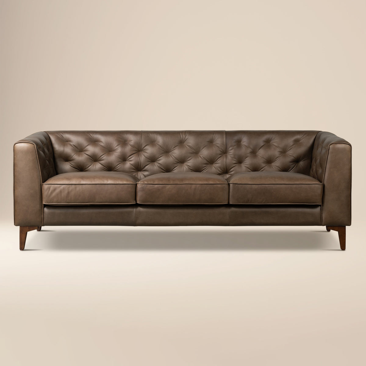 W&F Collection | Essex 89" Leather Sofa (Cocoa Brown)