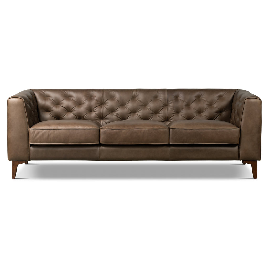 W&F Collection | Essex 89" Leather Sofa (Cocoa Brown)