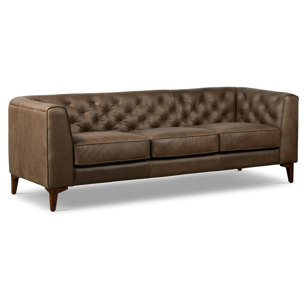 W&F Collection | Essex 89" Leather Sofa (Cocoa Brown)