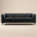 W&F Collection | Essex 89" Leather Sofa (Onyx Black)