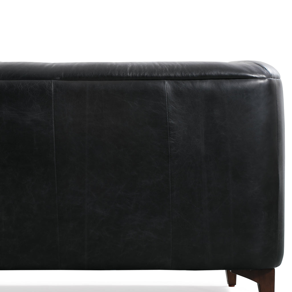W&F Collection | Essex 89" Leather Sofa (Onyx Black)